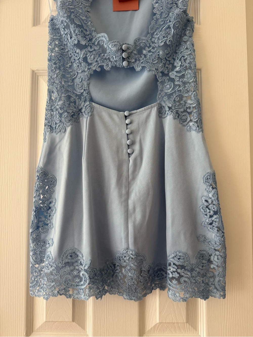 Cult Gaia Riti Lace Trim Open Back Mini Dress Coastal Blue NEW with tags - Picture 7 of 14